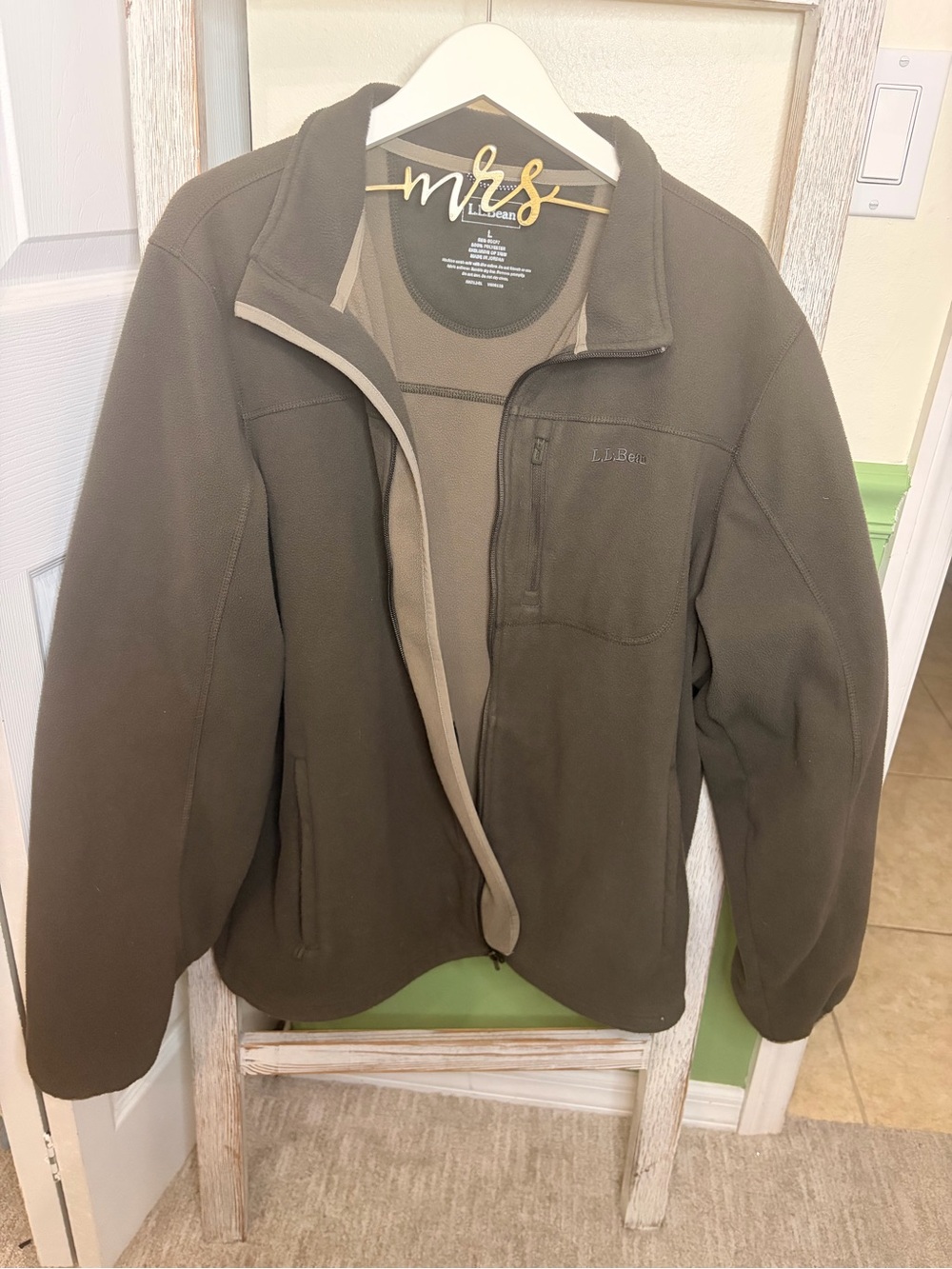🏔️ L.L.Bean Men’s Full Zip Fleece Jacket Black Gray Large